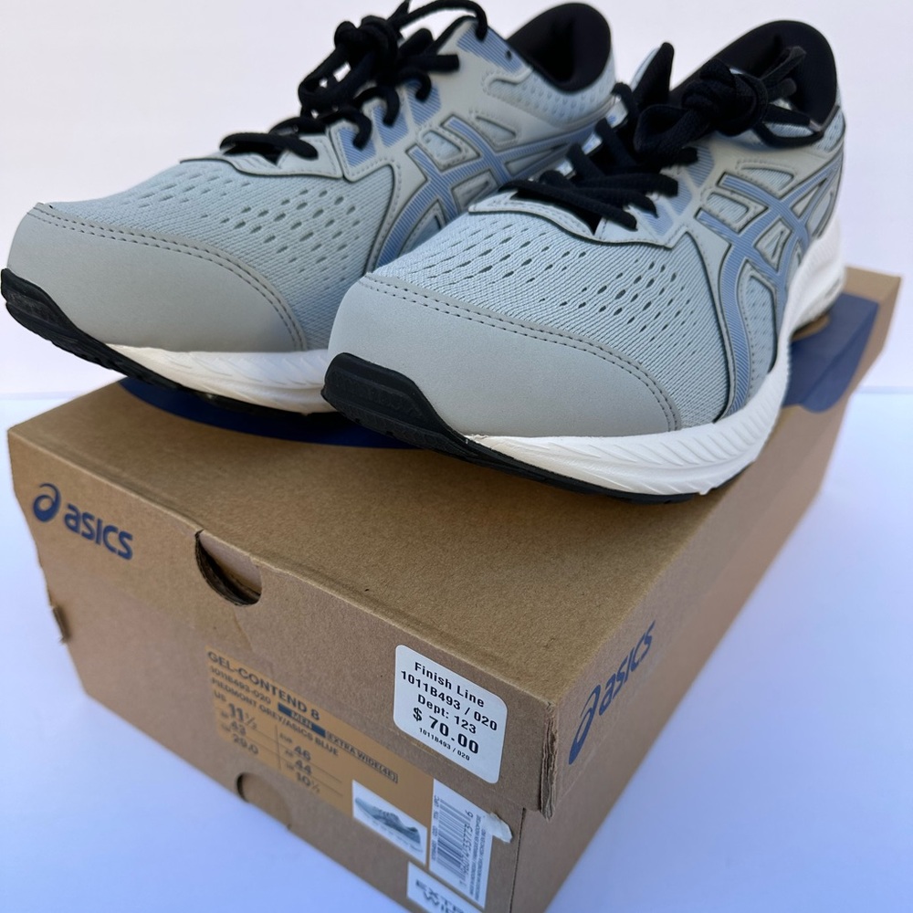 ASICS Men’s 11.5 Finish Line shoes grey/blue - extra wide (4E) New in box